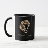 Mug Salon de beauté de coiffeur chic moderne Noir Or   (Gauche)