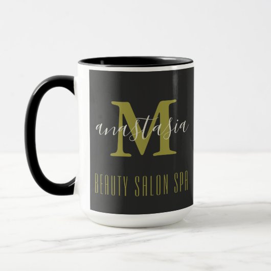 Mug Salon de beauté noir SPA par Anastasia Monogramme (Gauche)