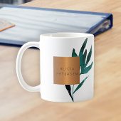 Mug Salon de beauté nom glam cuivre aquarelle feuillag