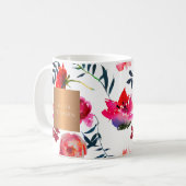 Mug Salon de beauté nom glam cuivre aquarelle fleurs (Devant gauche)