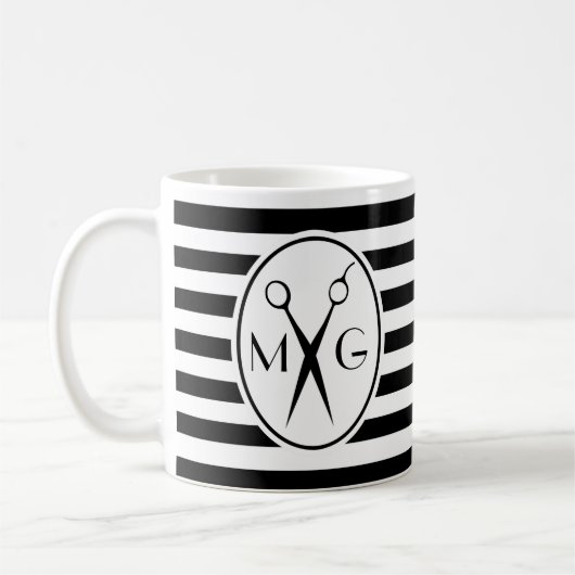 Mug Salon de coiffure de coiffeur d'initiales de (Gauche)