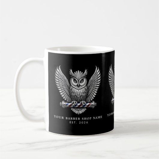 Mug Salon de coiffure moderne Silver Owl Promo Marque (Gauche)