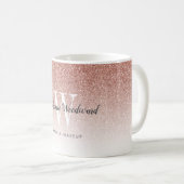 Mug Salon de coiffure Monogramme Paillettes Ombré Or R (Devant droit)