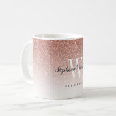 Mug Salon de coiffure Monogramme Paillettes Ombré Or R (Devant gauche)