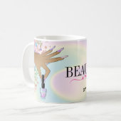 Mug salon holographique ongle femme main nails technic (Devant gauche)