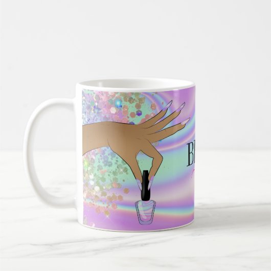 Mug salon holographique ongle femme main nails technic (Gauche)