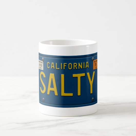 Mug Salty -Retro 1969 California License Plate Graphic (Centre)