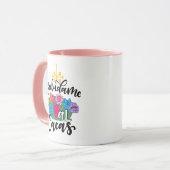 Mug Saludame al Cacas, dessin à la main, rose (Devant gauche)