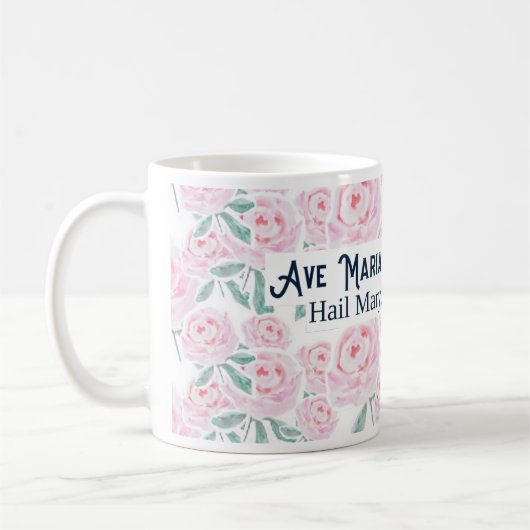 Mug Salut Mary Ave Maria Prière latine Catholique Flor (Gauche)