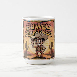 Mug "Salut partenaire" Illustration rétro de cowboy au
