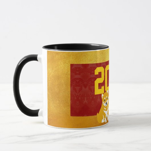 Mug Salutation de chiot d'année de 2018 chiens dans la (Gauche)