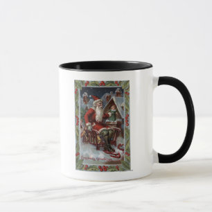 Mug Salutation de Noël Père Noël sur Sleigh