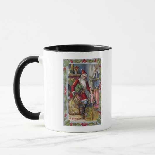 Mug Salutation de NoëlPère Noël avec cadeauxHolly (Gauche)