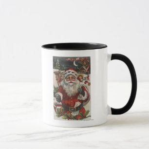 Mug Salutation de NoëlPère Noël avec cerfs et enfants