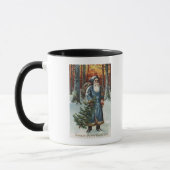 Mug Salutation de NoëlPère Noël en bleu (Gauche)