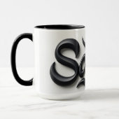 Mug Salutation Salam 3D moderne | Noir et blanc gras (Gauche)