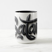 Mug Salutation Salam 3D moderne | Noir et blanc gras (Centre)
