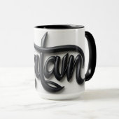 Mug Salutation Salam 3D moderne | Noir et blanc gras (Devant droit)