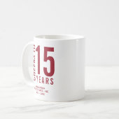Mug Salutations à 15 ans d'affaires Anniversaire café (Devant gauche)