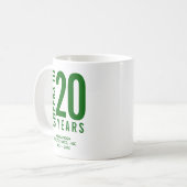 Mug Salutations à 20 ans d'affaires Anniversaire café  (Devant gauche)