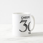 Mug Salutations à 30 ans Noir Blanc 30e anniversaire (Devant droit)