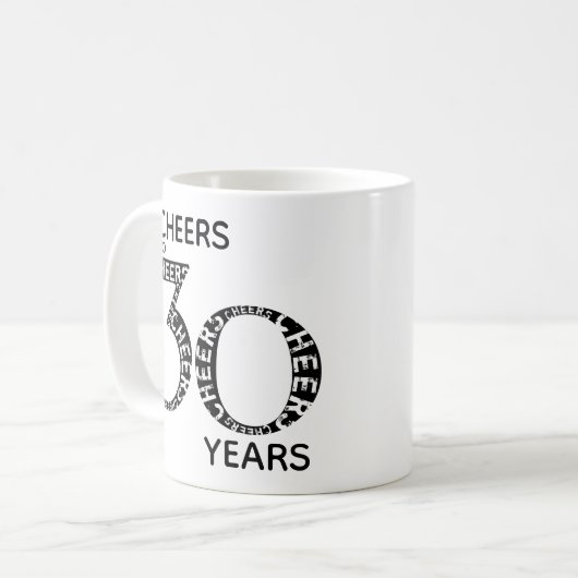 Mug Salutations à 30 ans Noir Blanc 30e anniversaire (Devant gauche)
