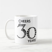 Mug Salutations à 30 ans Noir Blanc 30e anniversaire (Gauche)