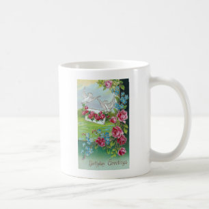 Mug Salutations d'anniversaire des colombes vintages