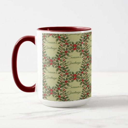 Mug Salutations de la saison décorative baie de houx (Gauche)