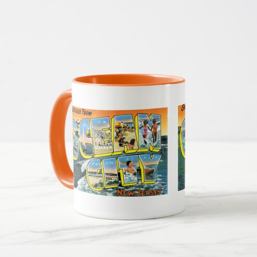 Mug Salutations de la ville d'océan, NJ (Devant gauche)