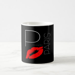 Mug Salutations de Paris France Red Lipstick Kiss