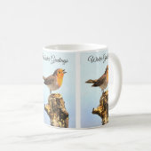 Mug Salutations d'hiver. Rougegorge chantant (Devant droit)