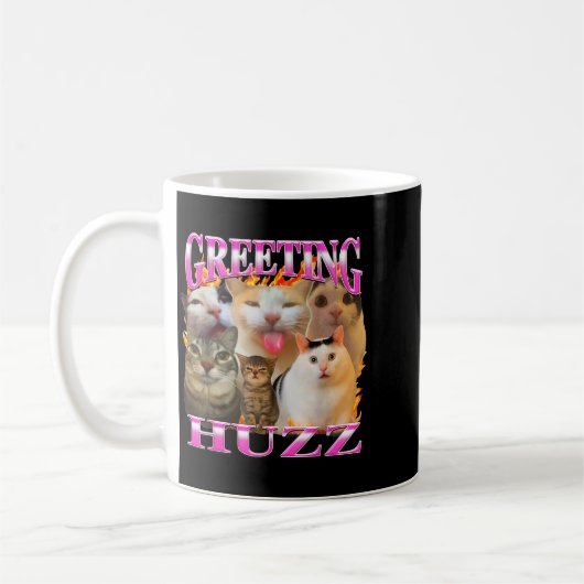 Mug Salutations Huzz Drôle Chat Meme Contrefaçon Graph (Gauche)