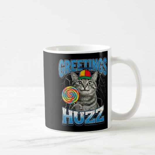 Mug Salutations Huzz Drôle Lollip Cat Mème (Droite)