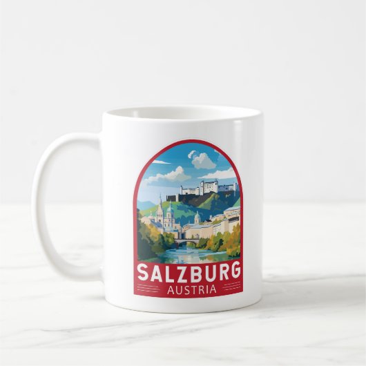 Mug Salzbourg Autriche Travel Art Vintage (Gauche)