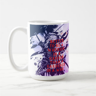 Mug Samouraï Bleu & Art à l'Encre de Fleur de Cerisier
