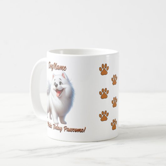 Mug Samoyed, Ajouter le nom du chien, Modifier le text (Devant gauche)