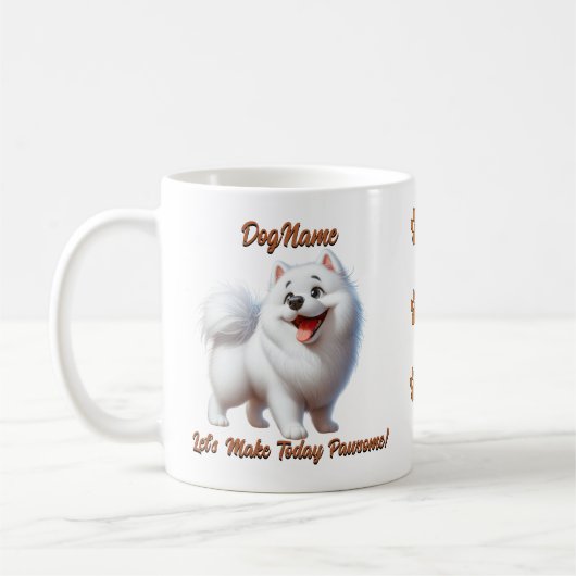 Mug Samoyed, Ajouter le nom du chien, Modifier le text (Gauche)