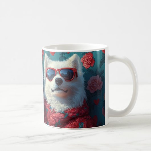 Mug Samoyed avec Roses de coeur Saint Valentin (Droite)