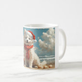 Mug Samoyed Dog Christmas Vintage Beach (Devant droit)