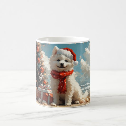 Mug Samoyed Dog Christmas Vintage Beach (Centre)