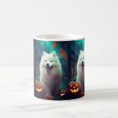 Mug Samoyède Halloween avec citrouilles effrayantes (Centre)