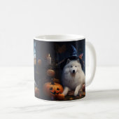 Mug Samoyèdes Citrouilles Halloween Épouvantable (Devant droit)