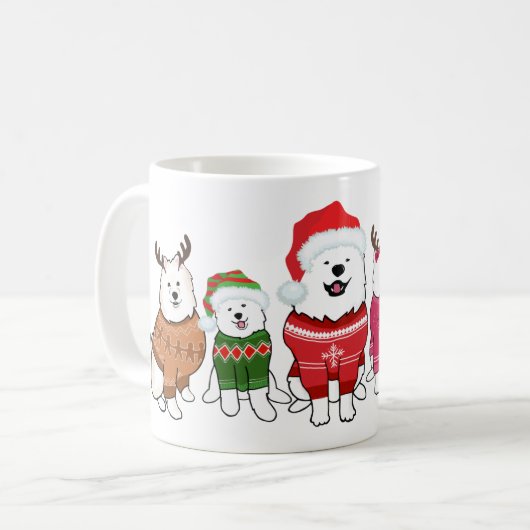 Mug Samoyèdes en pulls de Noël (Devant gauche)