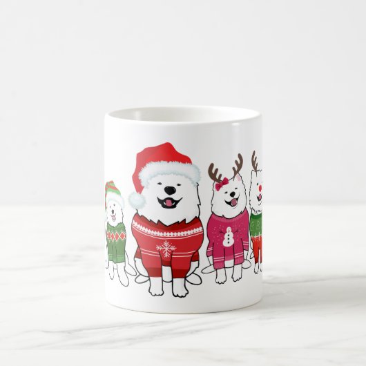 Mug Samoyeds in Christmas Jumpers (Centre)