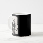 Mug Samurai Cat Warrior Ink Art Drôle Style Japonais (Devant gauche)