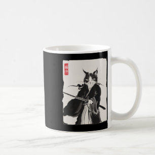 Mug Samurai Cat Warrior Ink Art Drôle Style Japonais