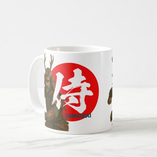 Mug Samurai Guerrier avec Soleil Levant et Kanji (Devant gauche)