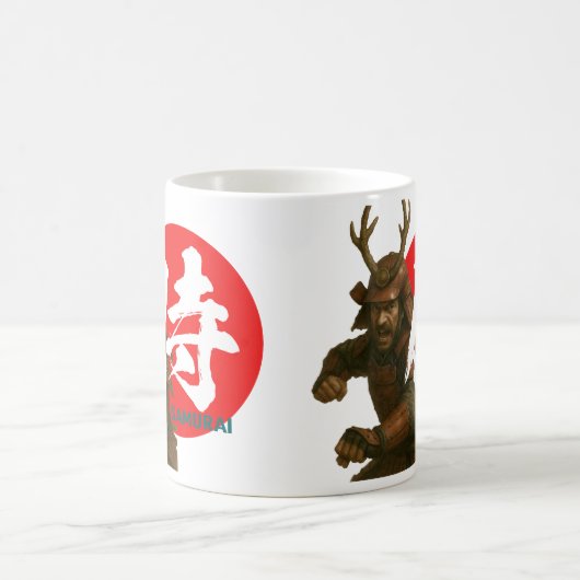 Mug Samurai Guerrier avec Soleil Levant et Kanji (Centre)