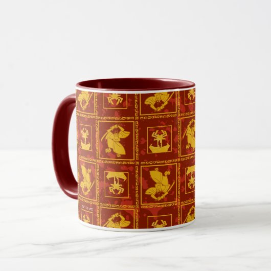 Mug Samurai Jack & Aku Golden Silhouette Tile Pattern (Devant gauche)